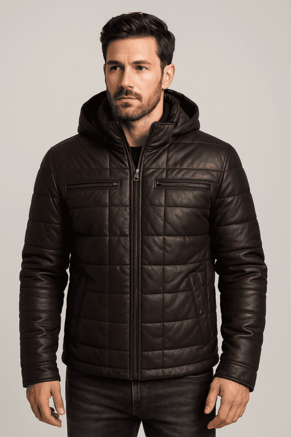 Men’s Quilted Winter Leather Jacket