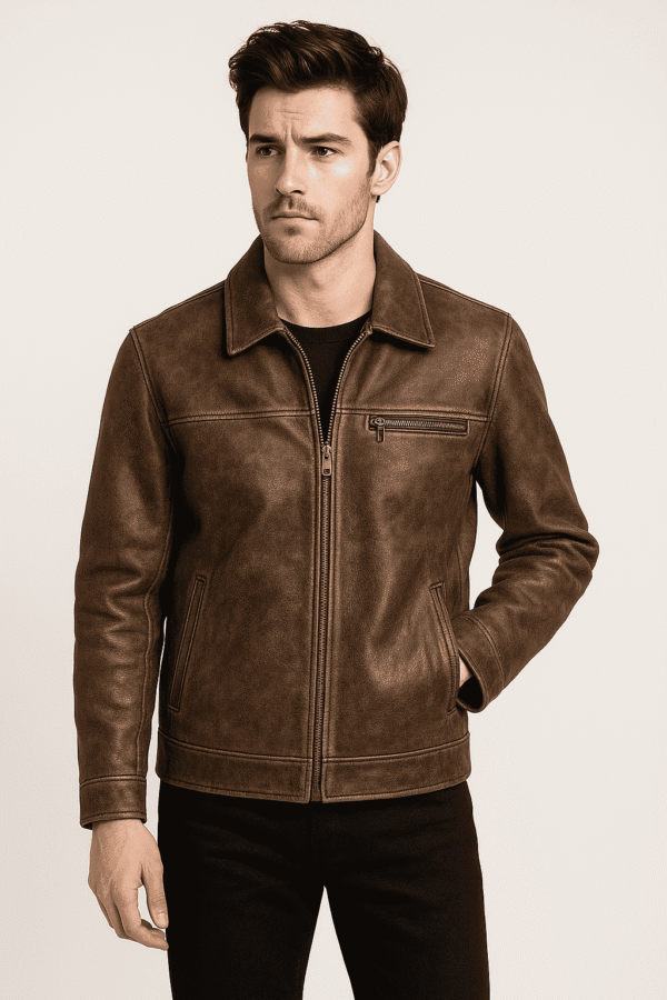 Men’s Classic Distressed Leather Jacket