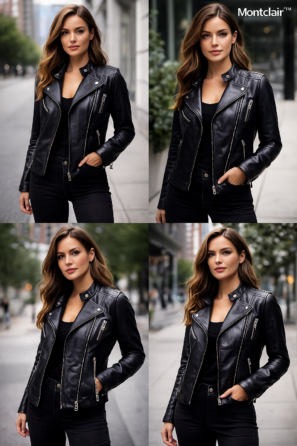 Women’s Black Premium Leather Moto Jacket