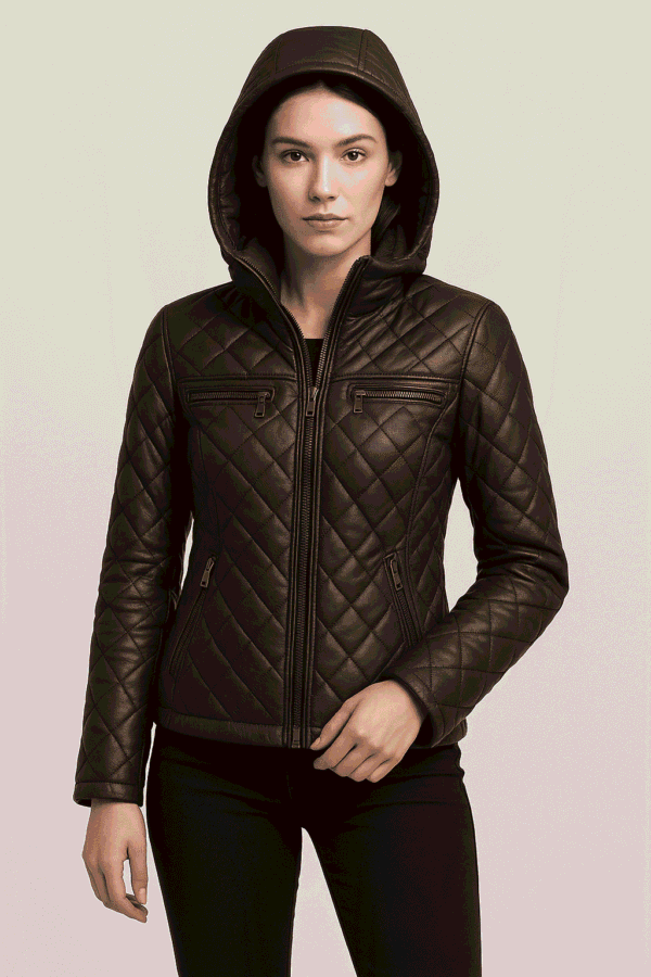 Women’s Quilted Winter Leather Jacket