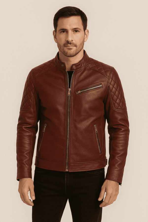 Men’s Maroon Motorcycle Leather Jacket