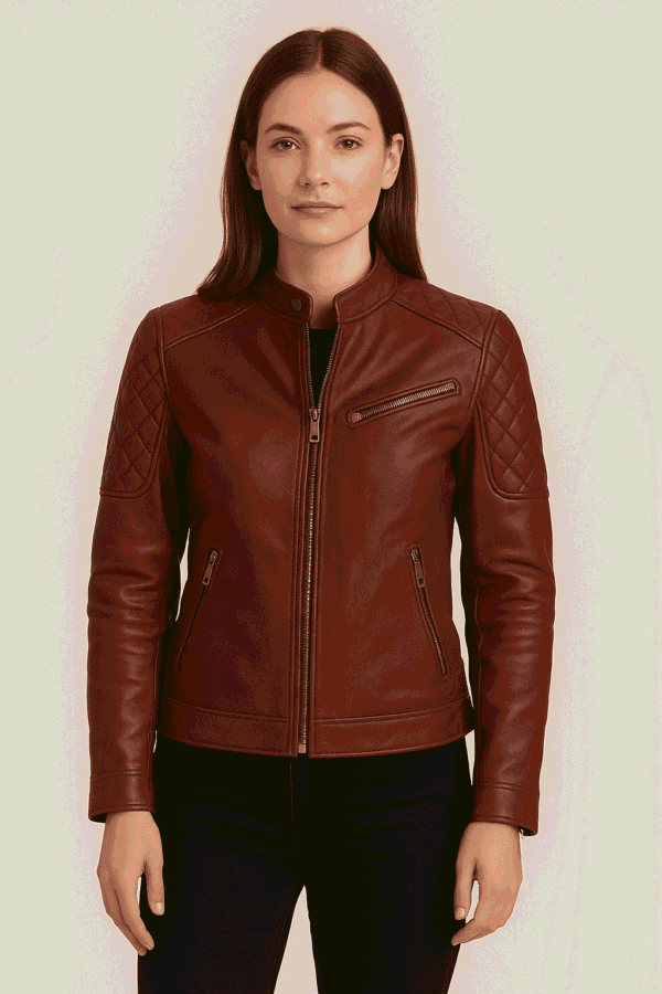 Women’s Maroon Motorcycle Leather Jacket